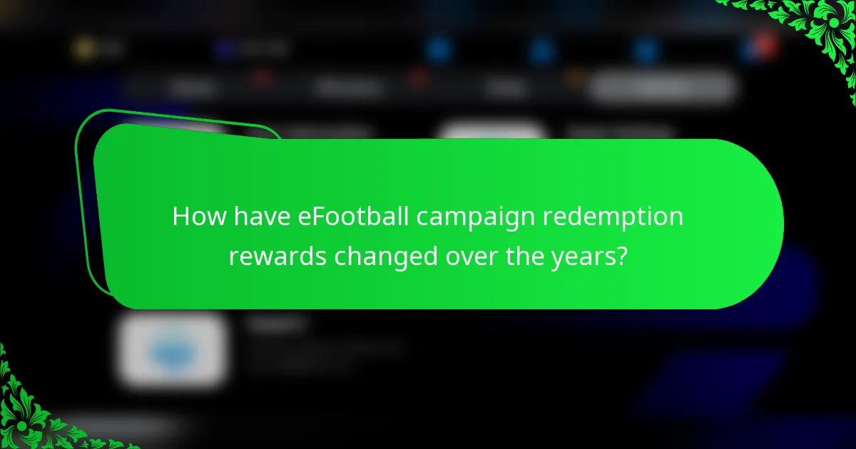 How have eFootball campaign redemption rewards changed over the years?